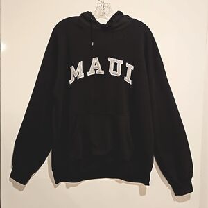 MAUI Hawai'i black long sleeve hoodie sweatshirt kangaroo pocket sz. XL 1X
